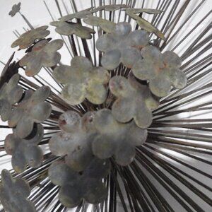Mid Century Hydrangea Brutalist Starburst Wall Sculpture